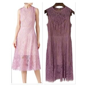 Dress The Population Shane Dress Purple‎ Lace Sleeveless Midi Fit Flare Fairy L
